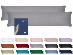 🌙 Vielit Seitenschläferkissen Bezug 40 x 145 2er Set Kissenbezug 40x145 Grau 40x145cm Angebot bei HelloDeals