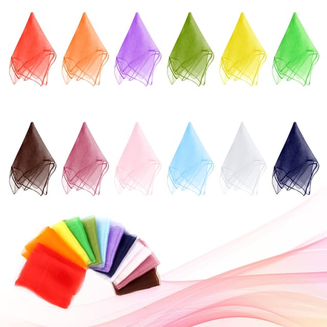 🌈 AWAMRWA Chiffontücher - 12 Stück 60x60cm Square Jongliertücher 🎭