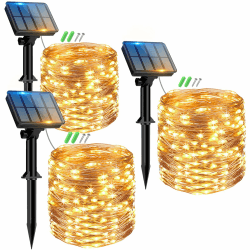 Peasur 3 Stücke Solar Lichterkette Aussen - 120 LED - 8 Modi - IP65 Wasserdicht 🌞🌿 Angebot bei HelloDeals