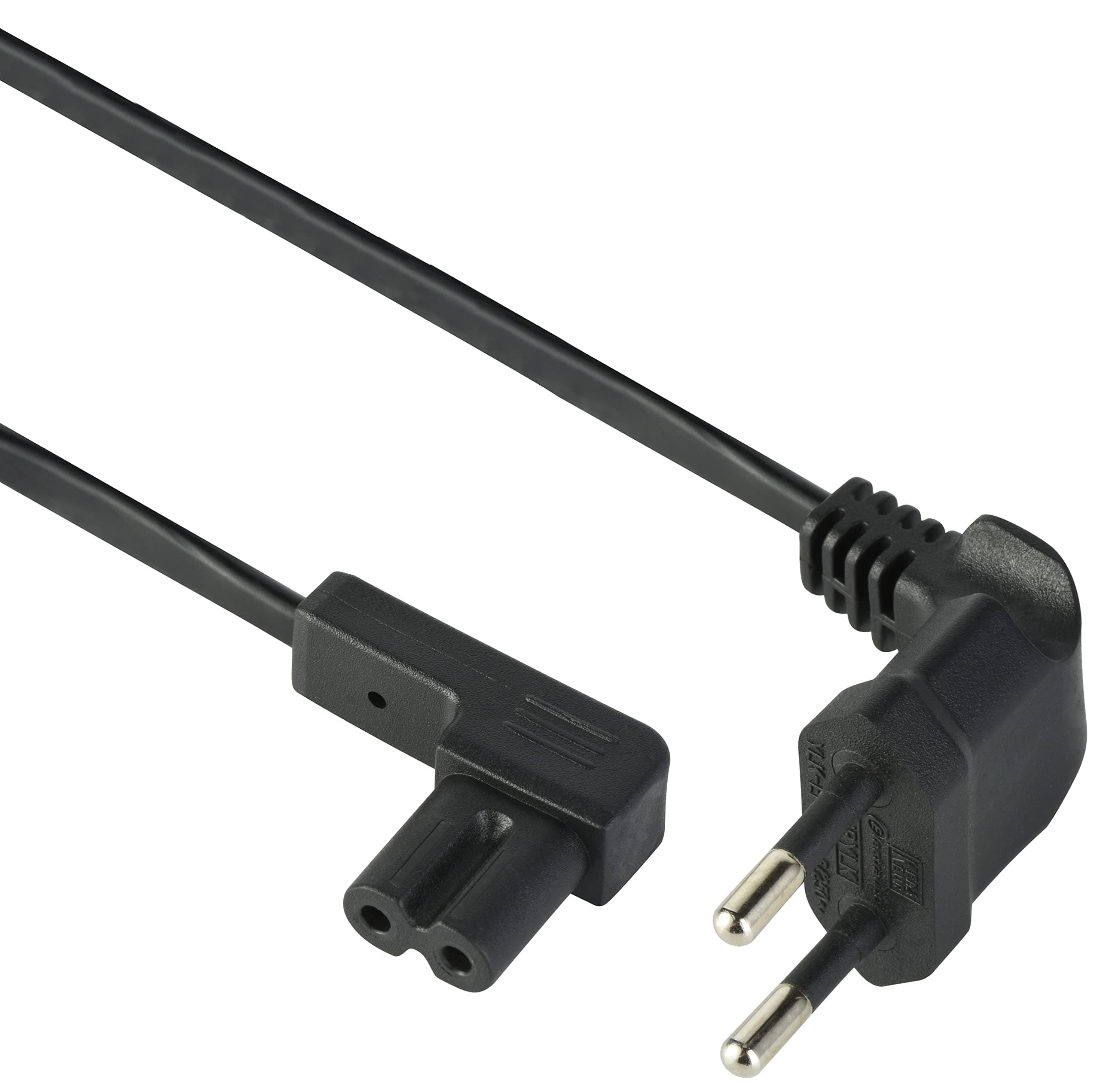 🔌 Electraline 95509 Stromkabel Audio, Video, Radio, Sonos Play abgewinkelt, Eurostecker auf Doppeldose Typ C7, 1 Meter, Schwarz 1M Schwartz - Sonderangebot!