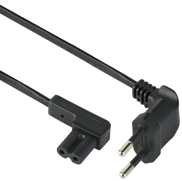 🔌 Electraline 95509 Stromkabel Audio, Video, Radio, Sonos Play abgewinkelt, Eurostecker auf Doppeldose Typ C7, 1 Meter, Schwarz 1M Schwartz - Sonderangebot!