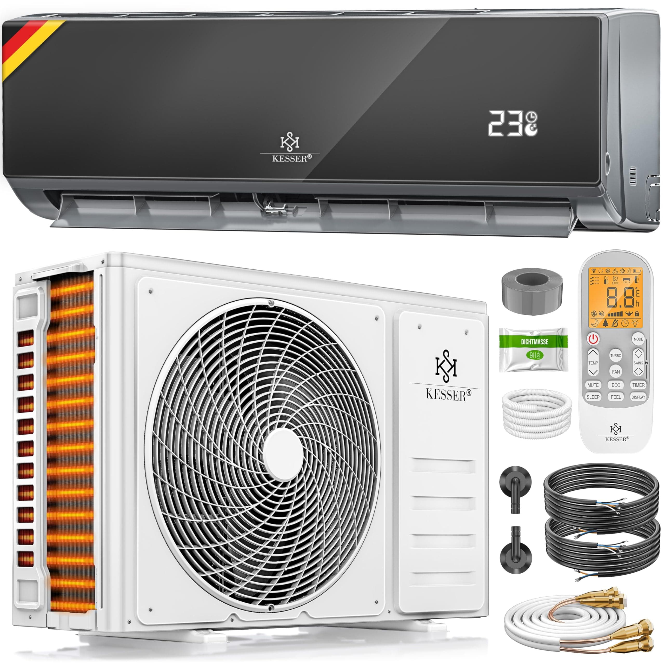 🌬️🏠 KESSER® Split Klimaanlage Set 12000 BTU 3,4 kW mit WiFi & App Steuerung