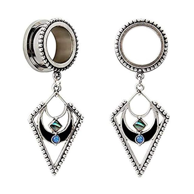 HuaCan Ohr Tunnel Anhänger Set - 2 Stück 6mm-20mm Plugs Ohr Piercing Mond Blauer Opal 🌙