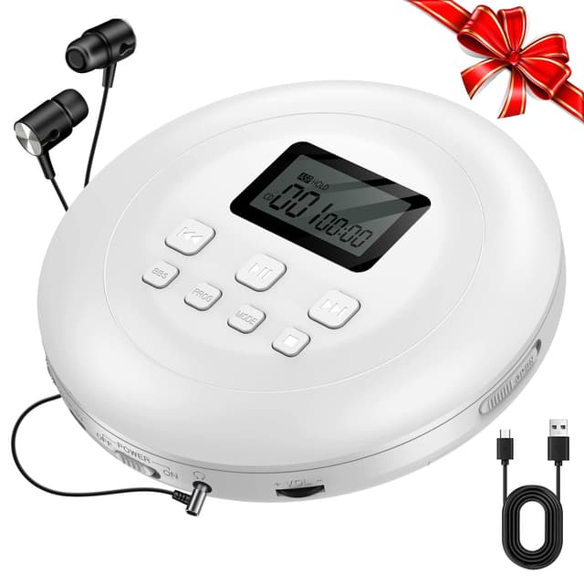 🎶 Gueray Tragbarer CD Player Weiß mit ASP PROG BASS Effekt 🎵