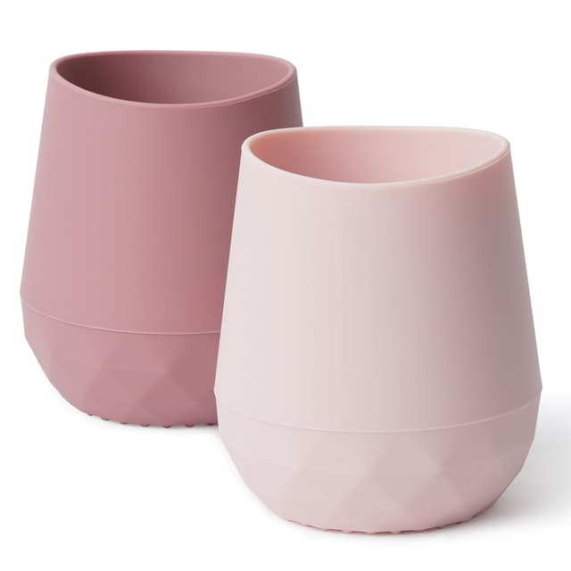 👶🍼 Trinklernbecher ab 6 Monate aus Silikon 2er-Pack - Lila Rosa Violett Rosa 👶🍼