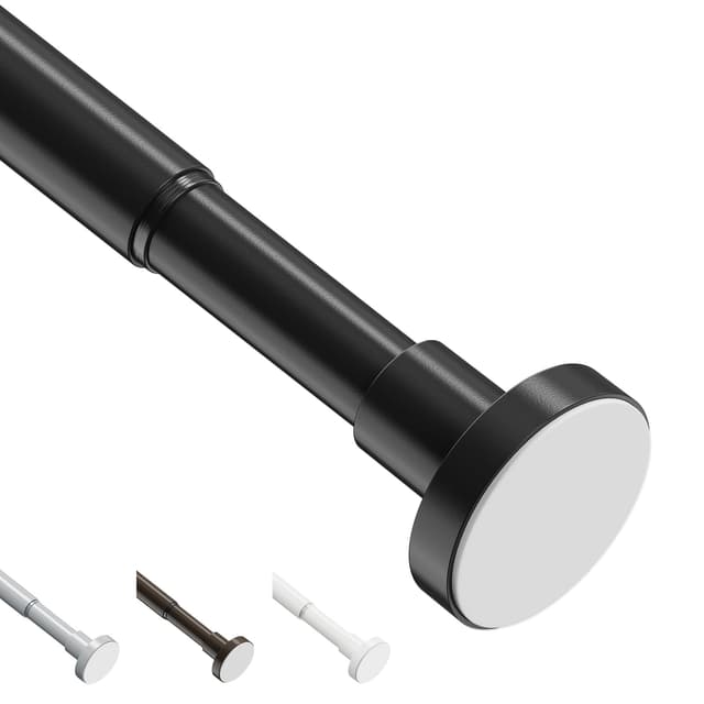 🌟 WELDUN Gardinenstange ohne Bohren 46-119CM Teleskopstange Φ25mm Schwarz 🌟