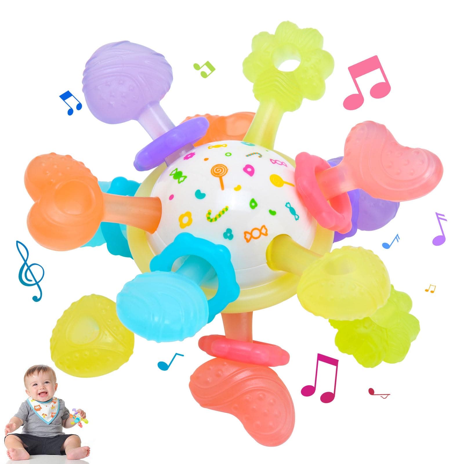 Greifball Für Babys Flüssigsilikon（LSR）Montessori Spielzeug Baby Zahnungshilfe -BPA Frei Beißspielzeug Baby Geschenk