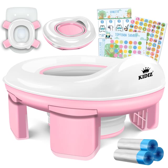 KIDIZ® Toilettensitz Kinder Töpfchen Töpfchentrainer WC Sitz | 3-in-1 Lösung Rosa / Weiß 🚽👶