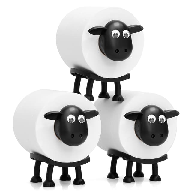 VELENTI Lustiger Toilettenpapierhalter mit Schaf 🐑 - Badezimmer-Set 3er Set X3