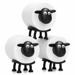 VELENTI Lustiger Toilettenpapierhalter mit Schaf 🐑 - Badezimmer-Set 3er Set X3 Angebot bei HelloDeals