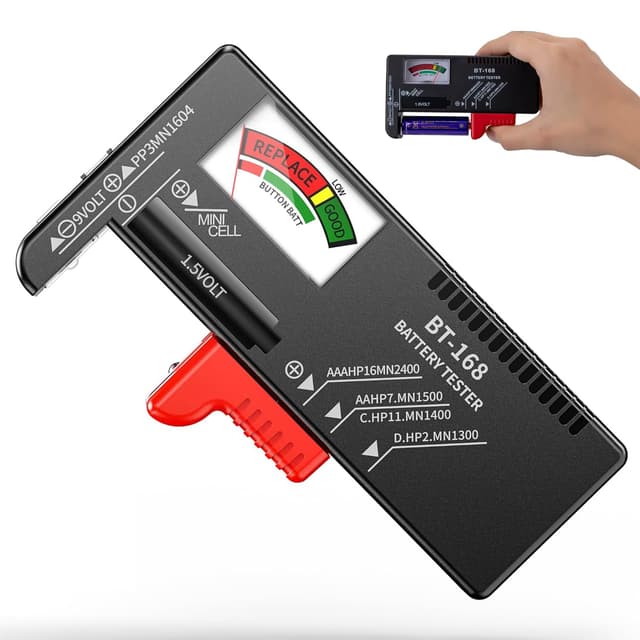 🔋 Batterietester für verschiedene Batterietypen - Batterie Akku Checker für AA AAA C D 9V 1,5V Knopfzellenbatterie Akku