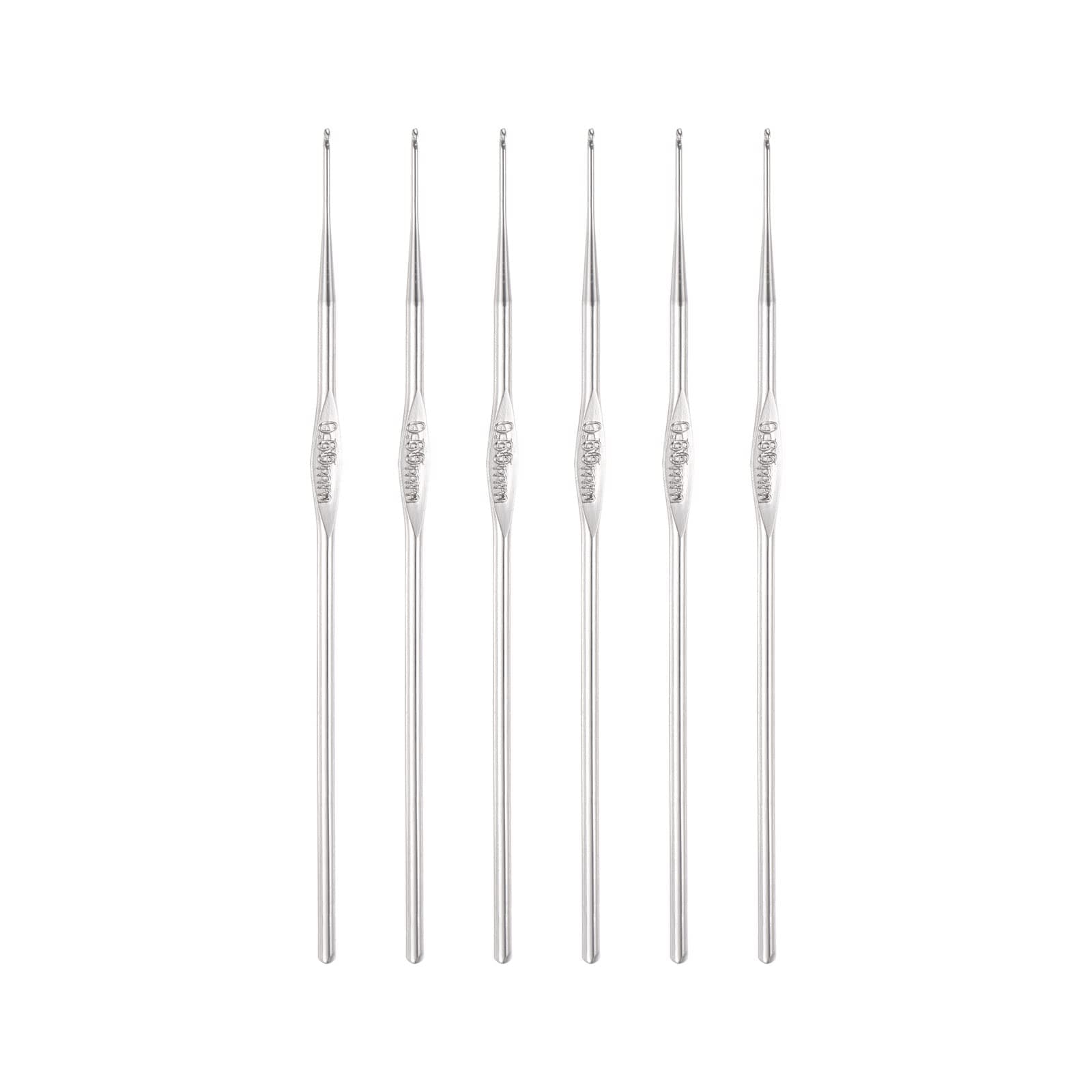 🧶🪡 Angebot: 6 Stück Häkelnadel Edelstahl Set - Tunesische Häkelnadeln für Anfänger DIY Bastelgarn 0,6mm