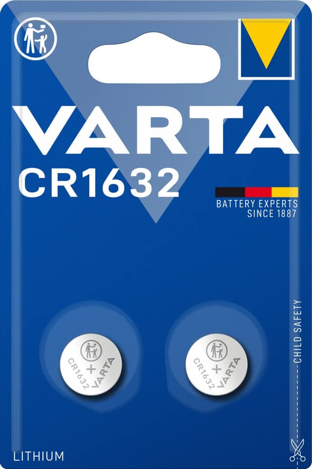 🔋 VARTA Batterien Knopfzellen CR1632, 2 Stück, Lithium Coin, 3V - 2er Pack CR1632 Single