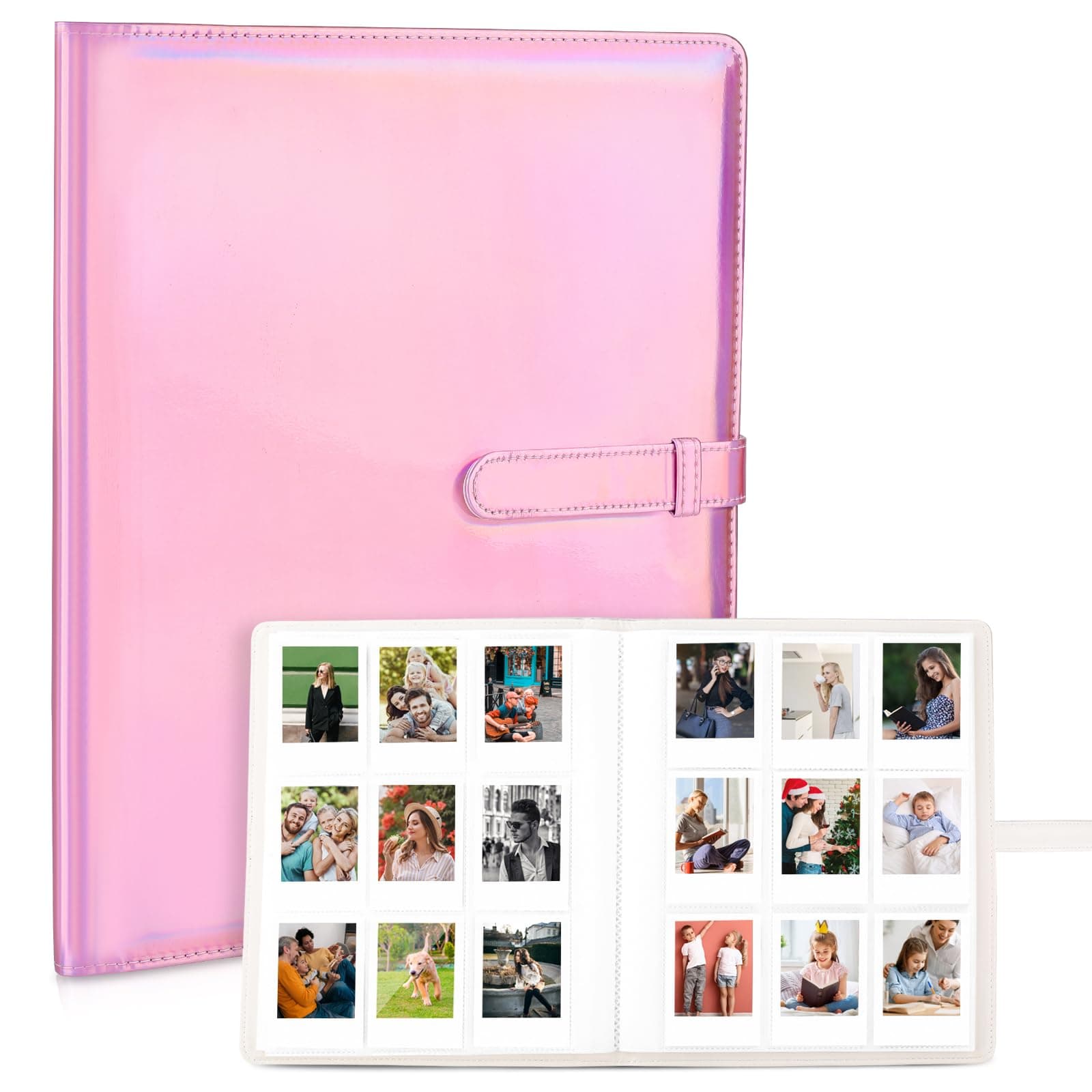 📸 Fotoalbum Mit 360 Taschen - Passend für Instax Mini 9, 8, 90, 25, 11, 12, Link Drucker, Snap PIC-300 3-Zoll-Film (Magisches Rosa) 🌟