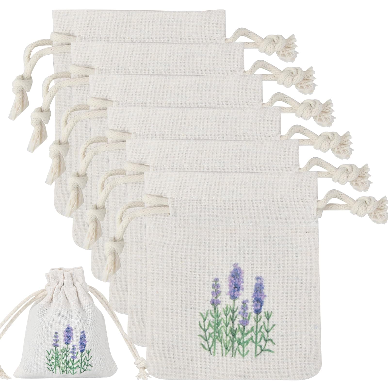 🌸 6 Stück Lavendelsäckchen aus Leinen mit Kordelzug - Hochwertige Duftsäckchen 🌿