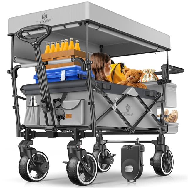 🌟 KESSER® Bollerwagen Faltbar GTS-9100 mit Dach 🌈