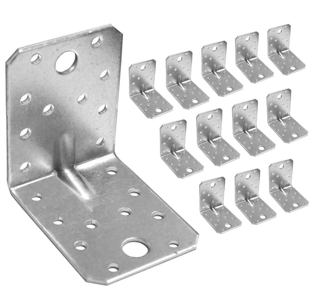 OMIDEAS 12 x Winkelverbinder mit Sicke (70 x 70 x 55 x 2.5) Silber Verzinkt