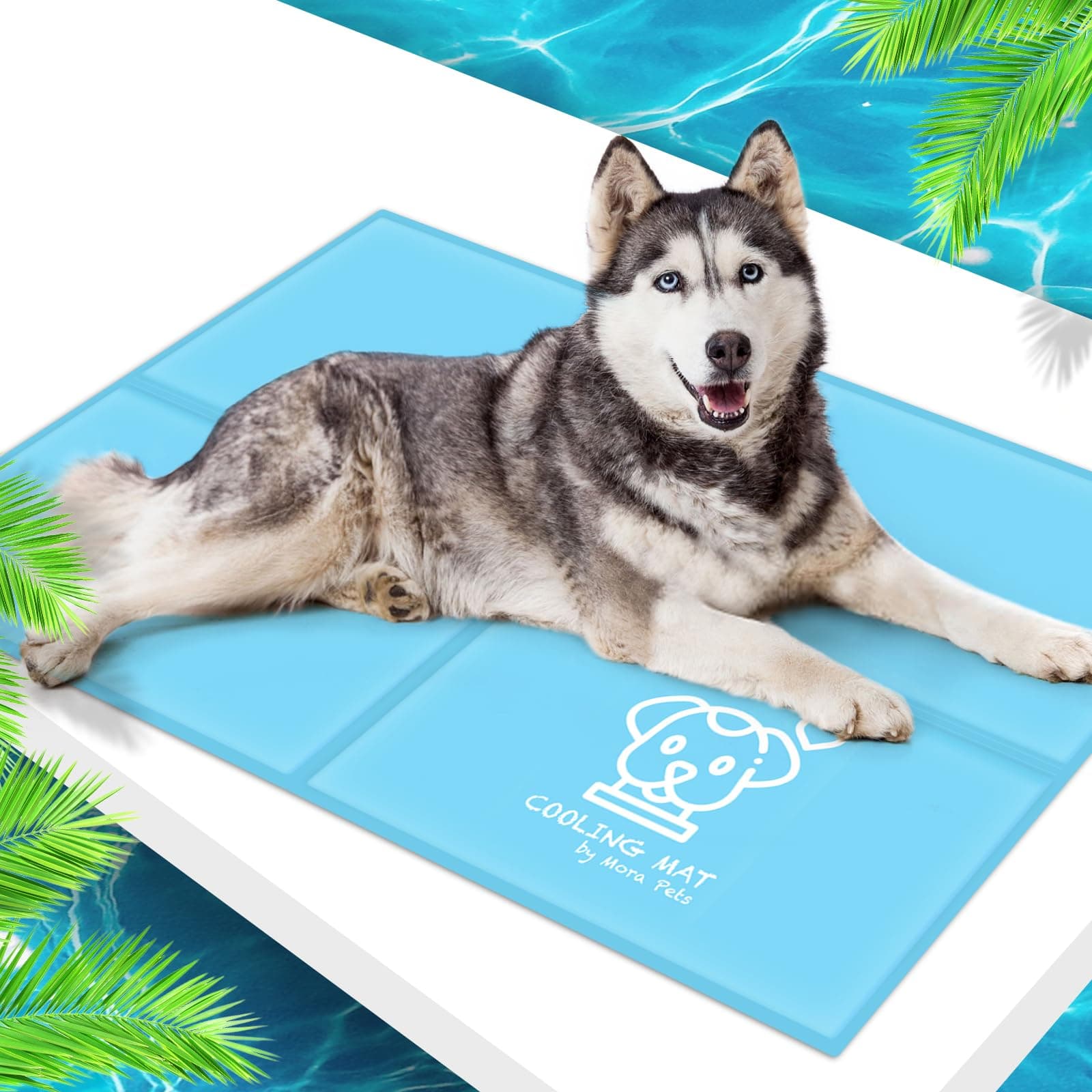 🐶🌞 Pawtasy Kühlmatte für Hunde XXL - 120 x 80 cm Blau 🌊🐾