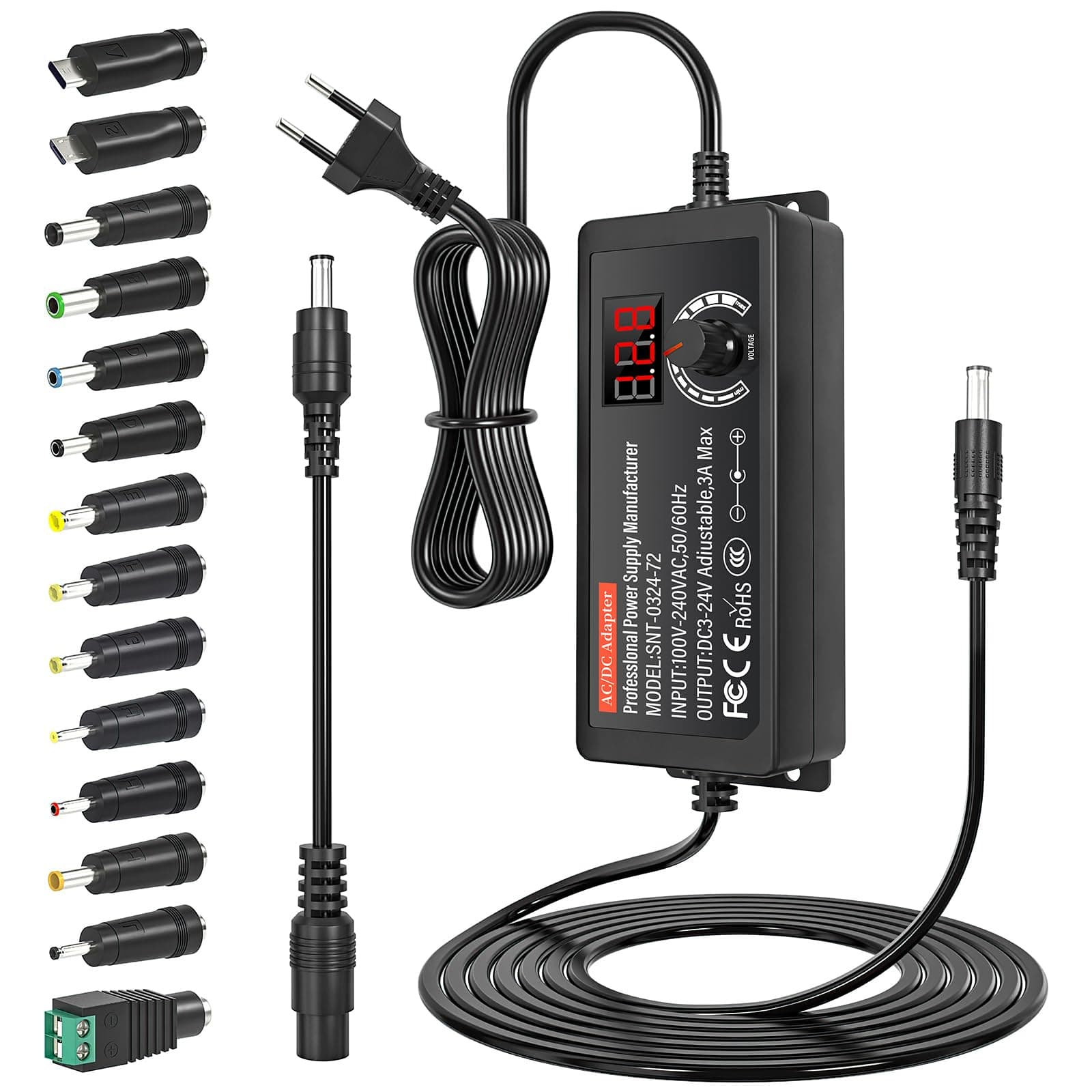 🔌🔋 RWSRW 3V-24V Universal Netzteil 3A 72W mit Digitalanzeige und 14 Tipps