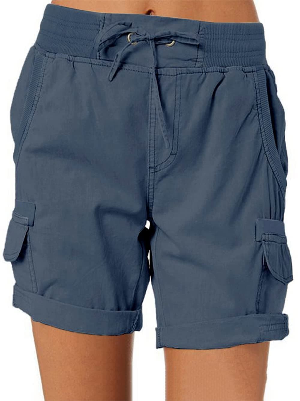 Imuedaen Damen Cargo Shorts Sommer Casual Kurze Hosen Bermuda Stoffhose Outdoorhose Strand Shorts mit Taschen A Marine 2 XL 🌞👖