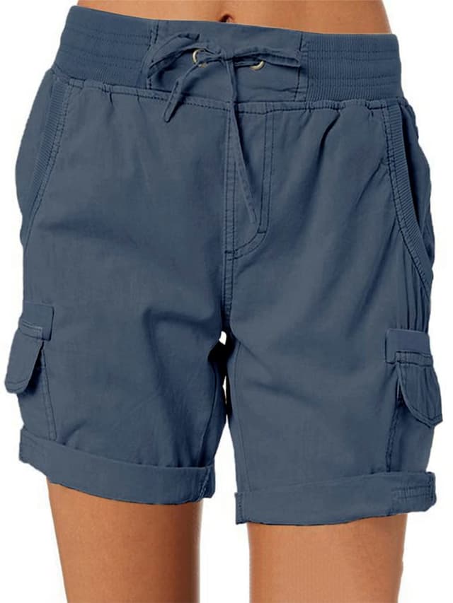 Imuedaen Damen Cargo Shorts Sommer Casual Kurze Hosen Bermuda Stoffhose Outdoorhose Strand Shorts mit Taschen A Marine 2 XL 🌞👖