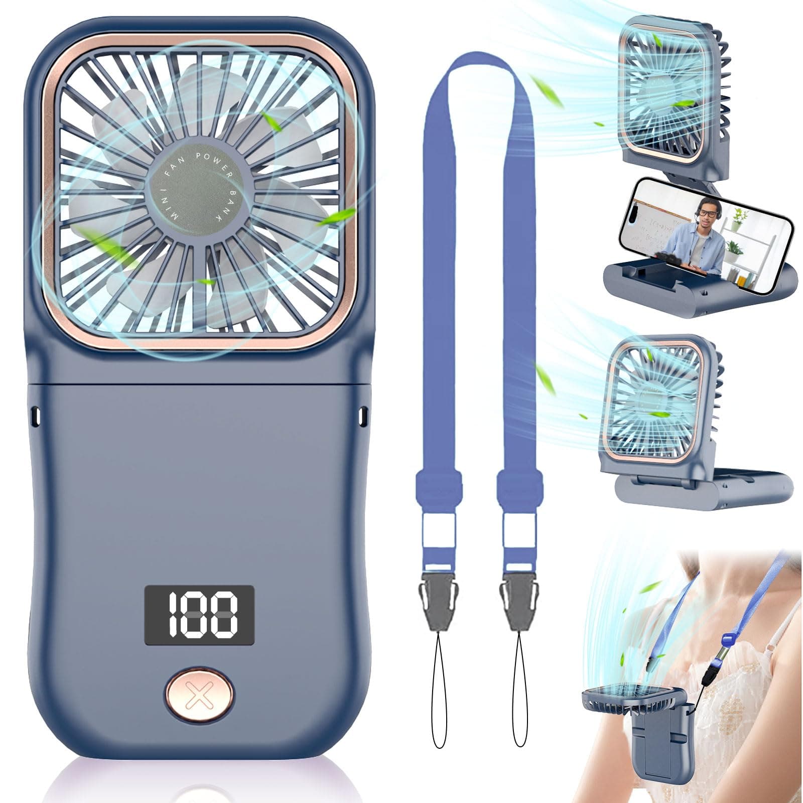 Kouric Mini Ventilator für Unterwegs - Handventilator Akku Aufladbar