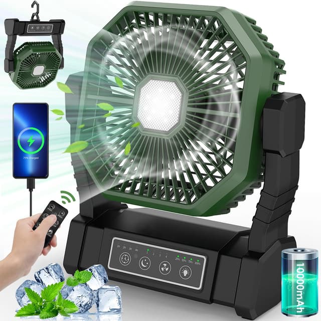 Wiederaufladbarer Camping Ventilator mit LED-Licht und Fernbedienung