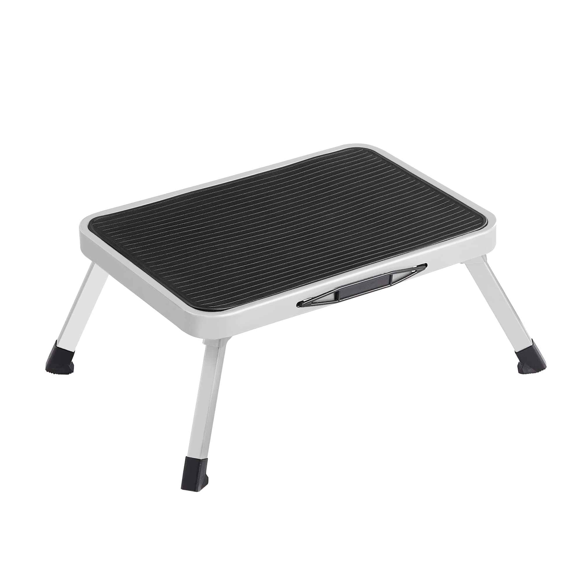 SONGMICS Tritthocker, Trittleiter, Klapptritt, einstufige Leiter aus Stahl, rutschfeste Trittfläche, bis zu 150 kg belastbar, Größe ausgeklappt 32 x 44 x 17,5 cm, weiß GSL01WT 🌟