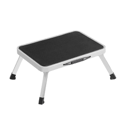 SONGMICS Tritthocker, Trittleiter, Klapptritt, einstufige Leiter aus Stahl, rutschfeste Trittfläche, bis zu 150 kg belastbar, Größe ausgeklappt 32 x 44 x 17,5 cm, weiß GSL01WT 🌟