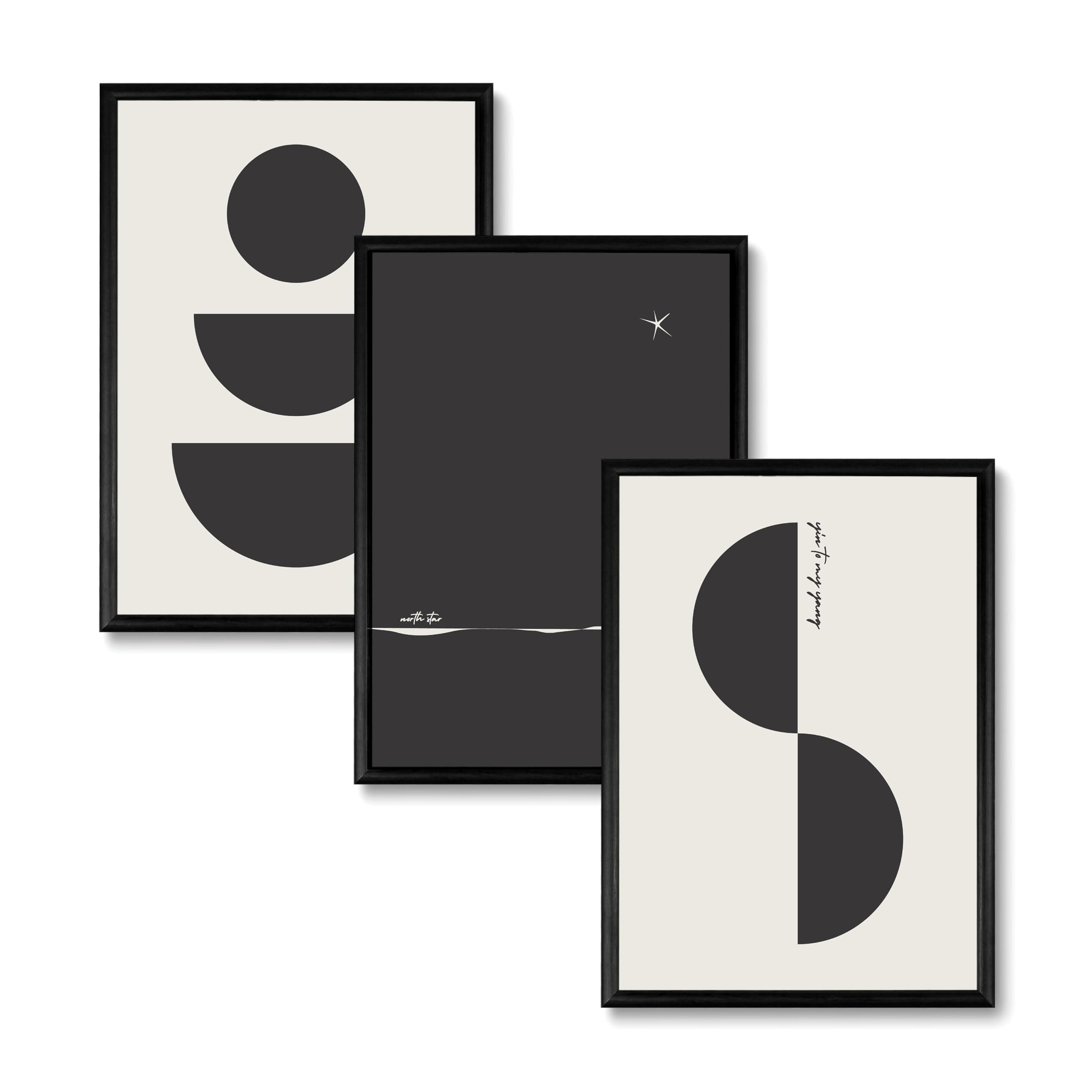 Studio Moien Nocturnal Set - A3 Grösse (29,7 x 42 cm) abstrakte, schwarz-weiße moderne und zeitgenössische Poster