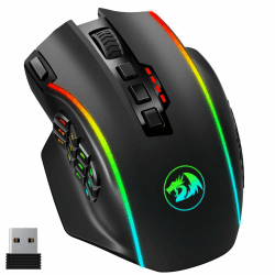 Redragon Wireless Gaming Maus RGB, 16000 DPI, Optische 2.4G/USB-C MMO Maus