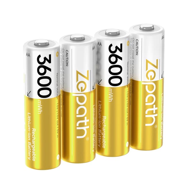 Zepath 4 x AA Lithium Akkus 🌟 Wiederaufladbarer AA Akku 🌿 3600mWh mit Batterie Schutzbox