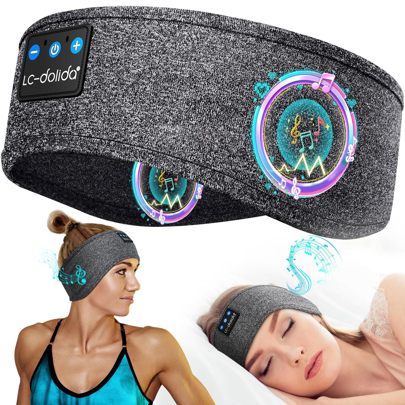 LC-dolida Schlafkopfhörer Bluetooth Stirnband ⭐️ Musik Kopfhörer für Schlafen, Sport, Training, Yoga 🎧