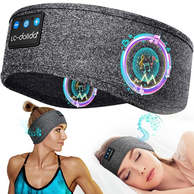 LC-dolida Schlafkopfhörer Bluetooth Stirnband ⭐️ Musik Kopfhörer für Schlafen, Sport, Training, Yoga 🎧