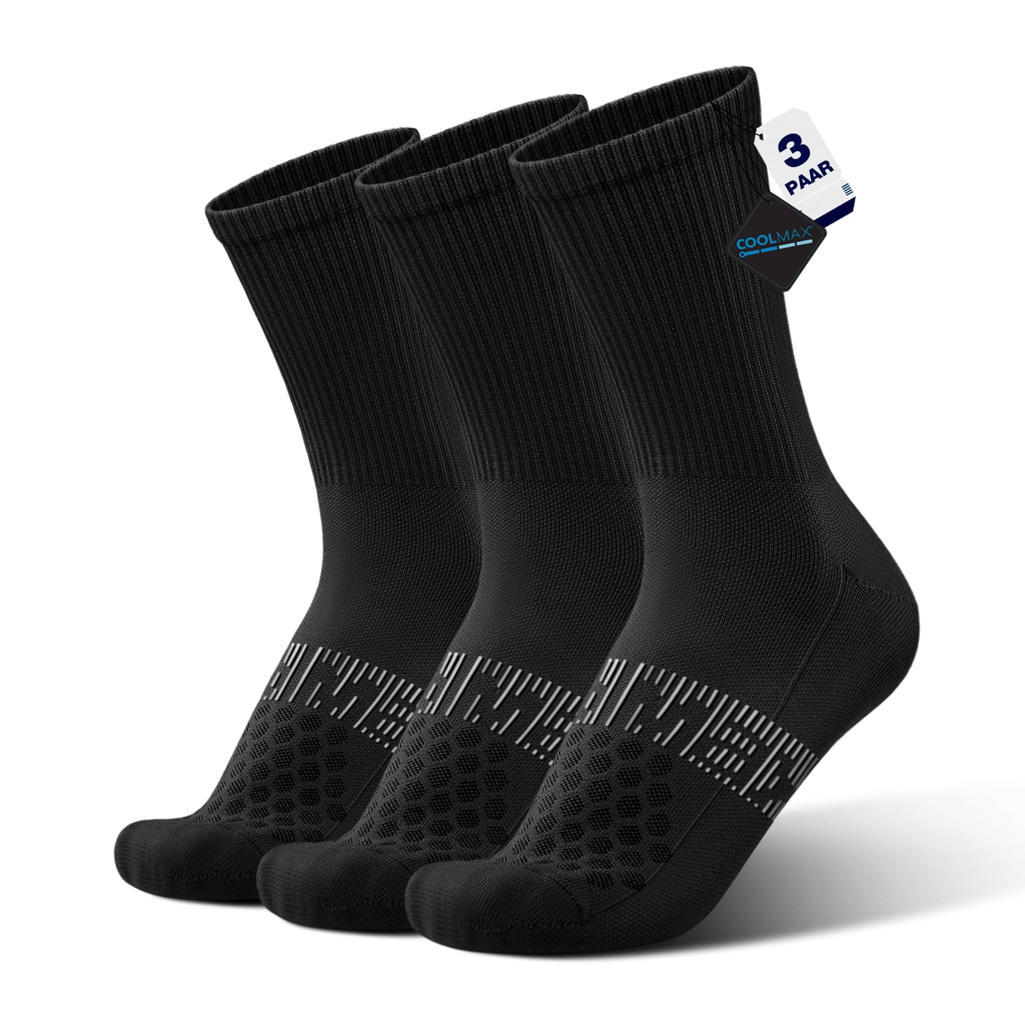 🚴‍♂️🧦 Rennrad Socken Coolmax 3 Pack - Atmungsaktiv und Leichtgewicht - Schwarz 39-42
