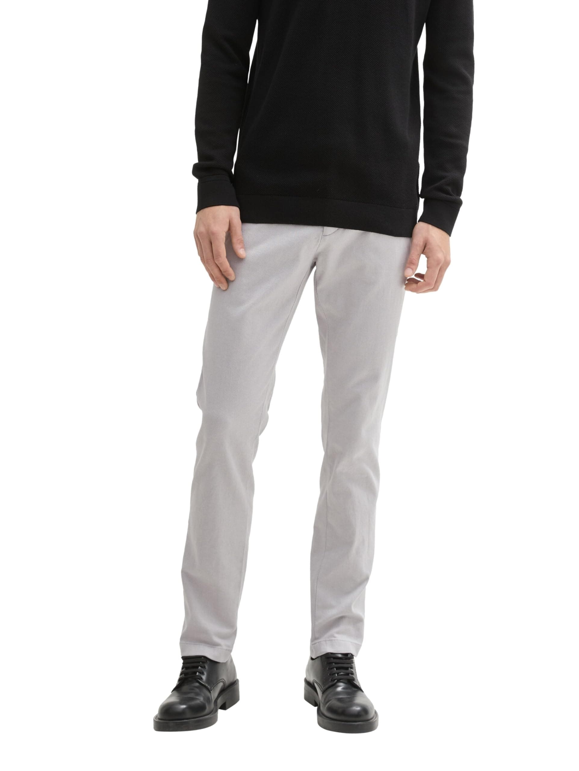 👖 TOM TAILOR Herren Slim Fit Chino Hose - Artemis Grey Zig Zag Structure