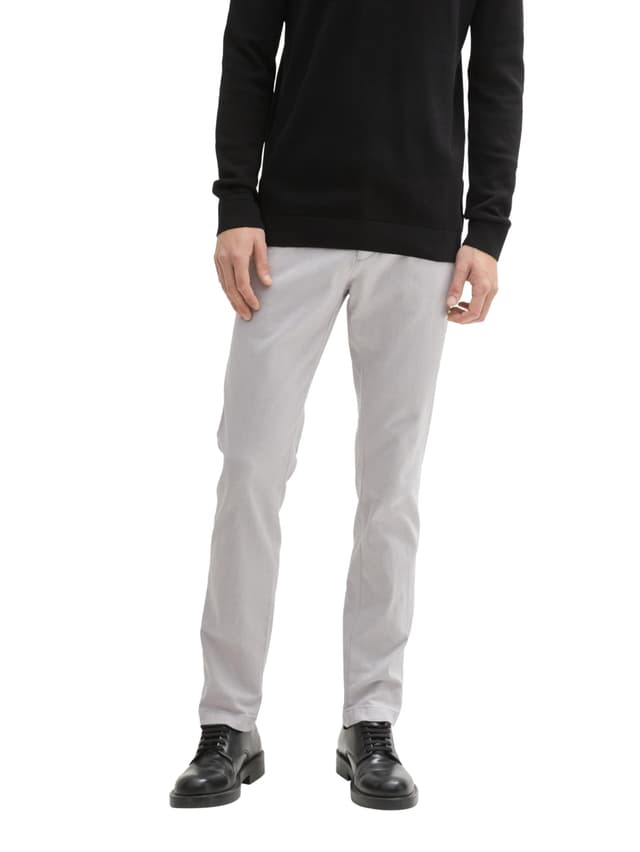 👖 TOM TAILOR Herren Slim Fit Chino Hose - Artemis Grey Zig Zag Structure