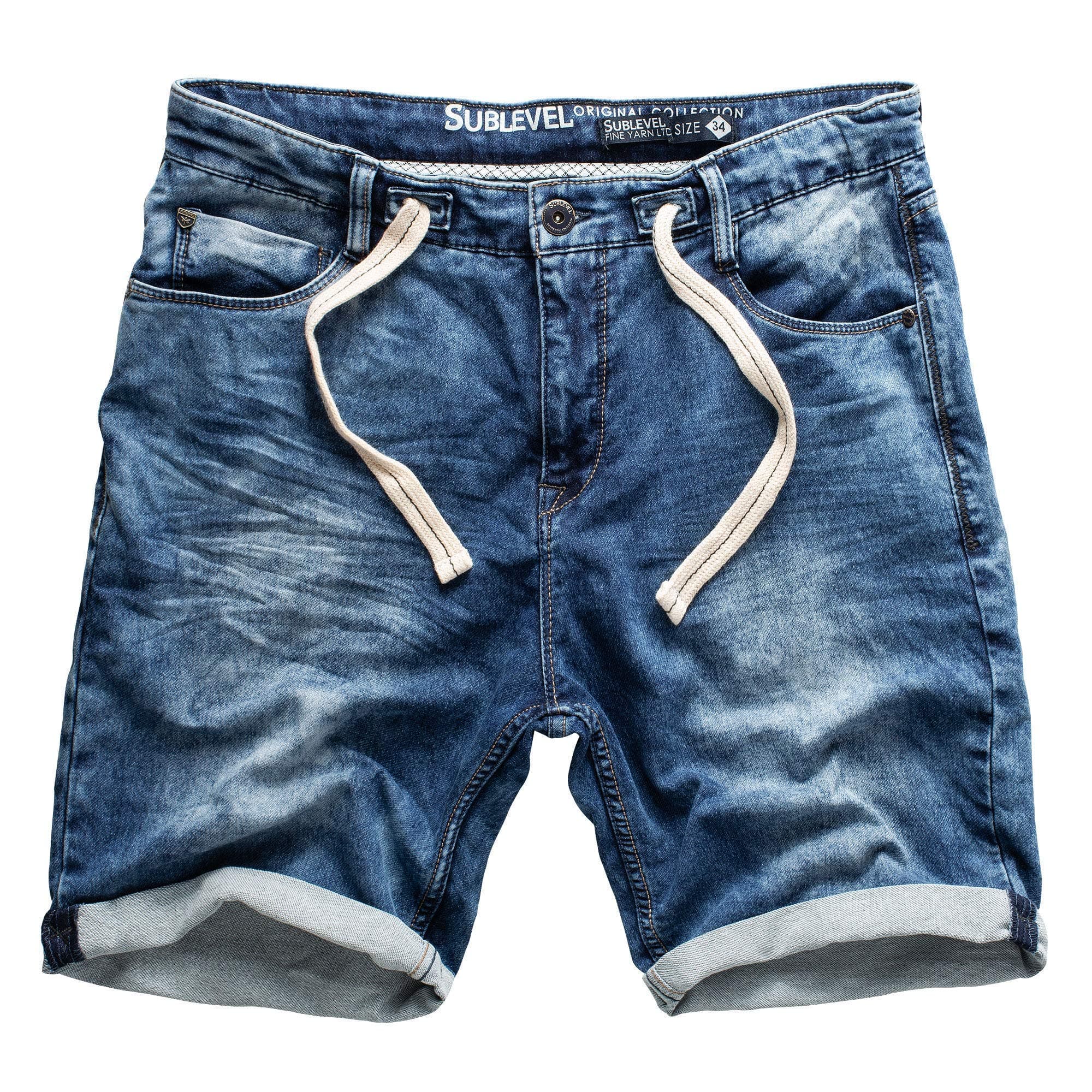 👖🔥 Sublevel Herren Sweat Shorts Jeans Bermuda Denim Jogging Vintage Cargohose W29 - W42 40W Dunkelblaue Denim_28
