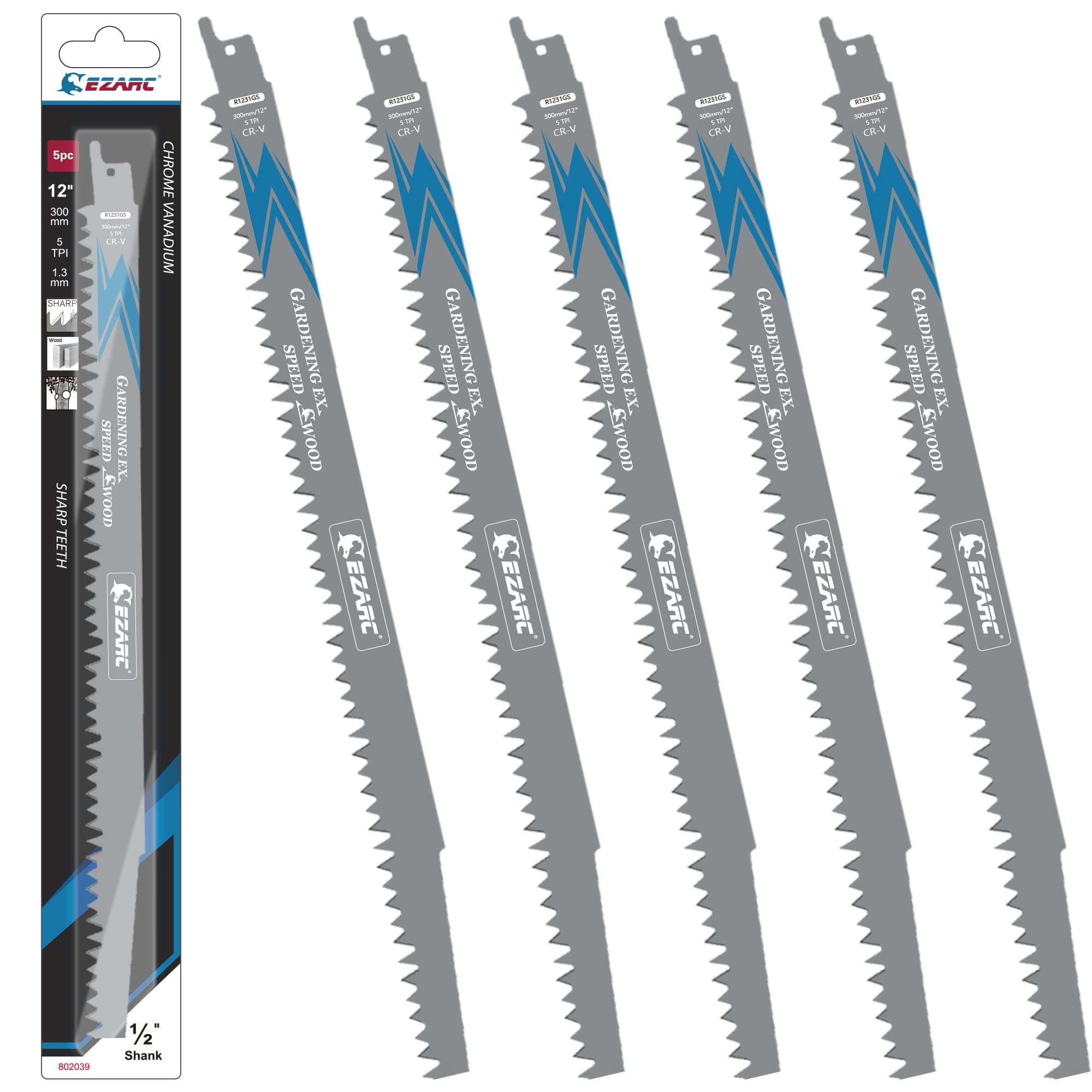 🪚 EZARC Säbelsägeblätter Set 5tlg für Holz - R1231GS 300mm 5TPI