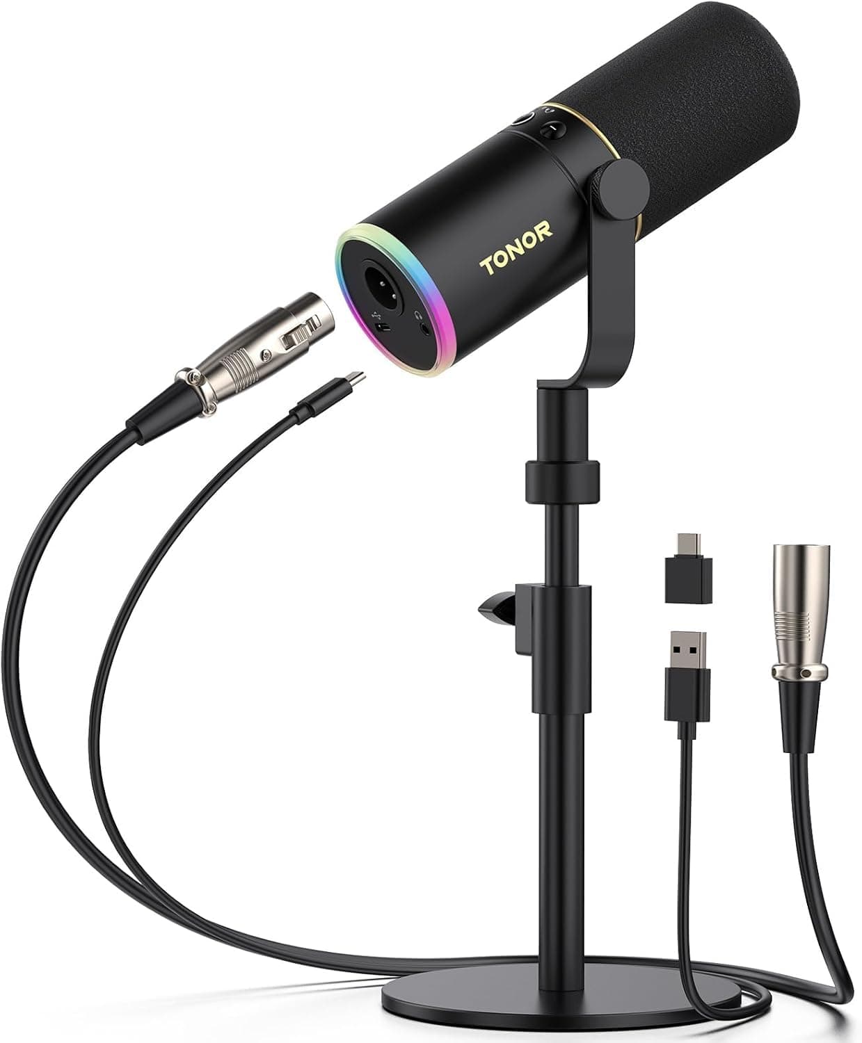 TONOR XLR/USB Gaming Mikrofon mit Desktop-Ständer für Podcast Streaming Studio Gesangs 🎙️🌈