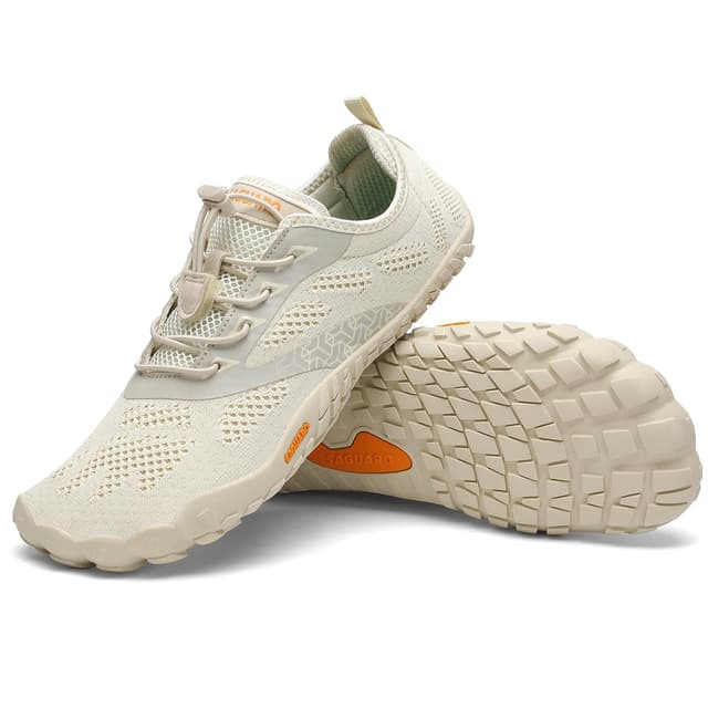 SAGUARO Barfußschuhe Herren Damen Zehenschuhe Unisex Traillaufschuhe 37 EU Beige 🏃‍♂️🏃‍♀️