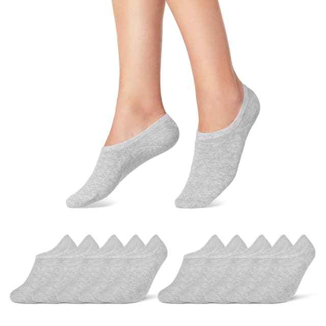 🧦 10 Paar Füßlinge Damen Herren No Show Sneaker Socken 43-46 Grau