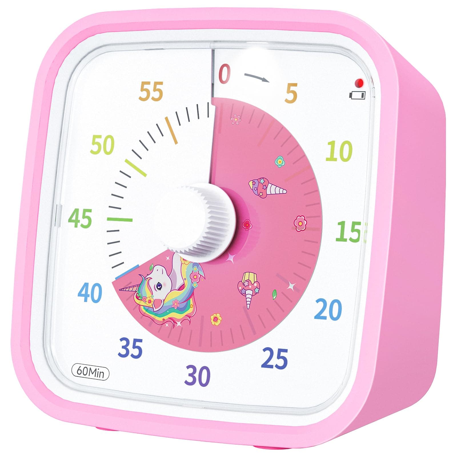 Yunbaoit Visueller Timer mit Schutzhülle, Einhorn-Scheiben 60-Minuten-Countdown-Timer 🦄⏳