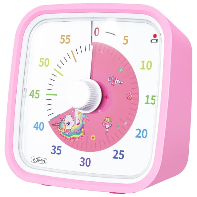 Yunbaoit Visueller Timer mit Schutzhülle, Einhorn-Scheiben 60-Minuten-Countdown-Timer 🦄⏳