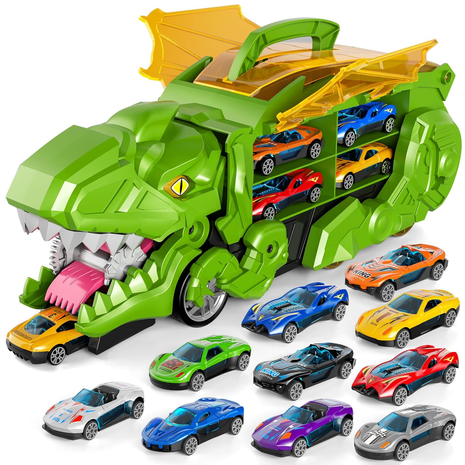 🦖 Ci Vetch Kleinkind Auto Spielzeug für 3 4 5 6 Jahre alte Jungen: Dinosaurier Transporter LKW 🚚