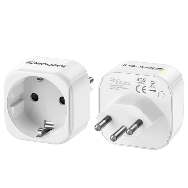 🔌🔋 LENCENT 2X Netzadapter EU DE auf CH Reisestecker Typ-J Schuko 🌍🔌