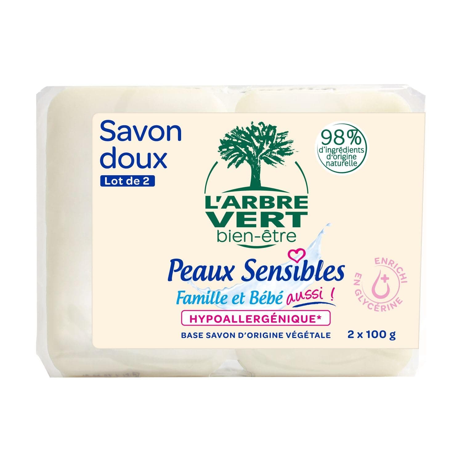 🌿 L'arbre vert Sils Solide Doux sensible Haut 2 x 100 g 🌿