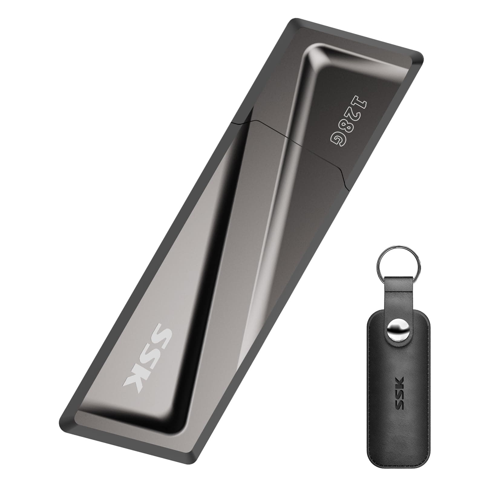 SSK 128 GB Portable SSD + USB-C Adapter Externes SSD USB3.2 Gen2 Solid State Drive