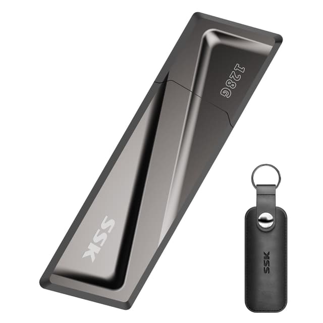 SSK 128 GB Portable SSD + USB-C Adapter Externes SSD USB3.2 Gen2 Solid State Drive