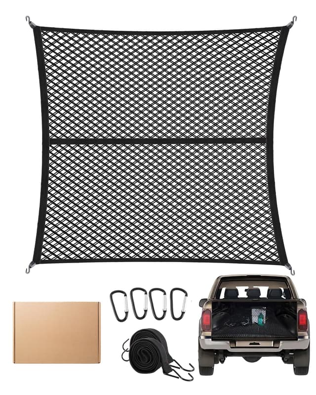 🚚 FoundGo 120x120cm Gepäcknetz [Max. 210x210cm Dehnbar] 🧳 Hochelastisches Kofferraumnetz